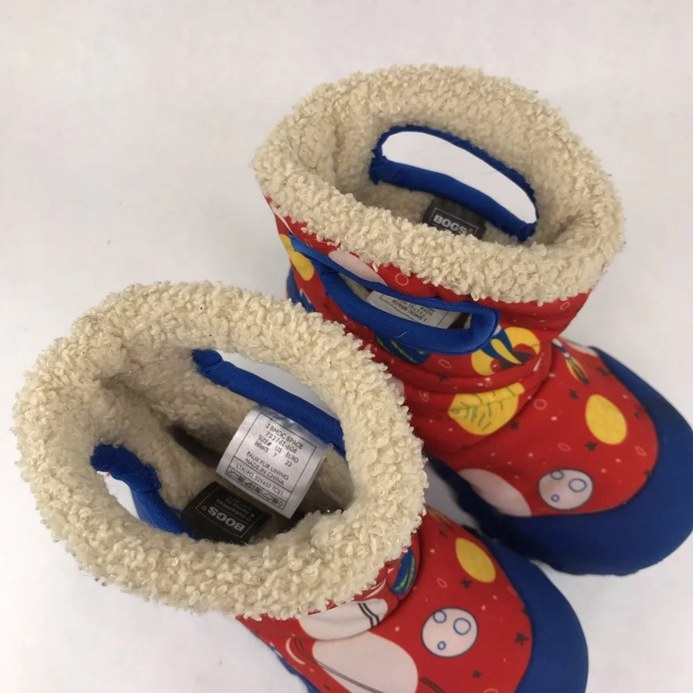 Bogs INFANTS Size 7 Blue Red B-Moc Space Insulated Waterproof Boots Winter Cold